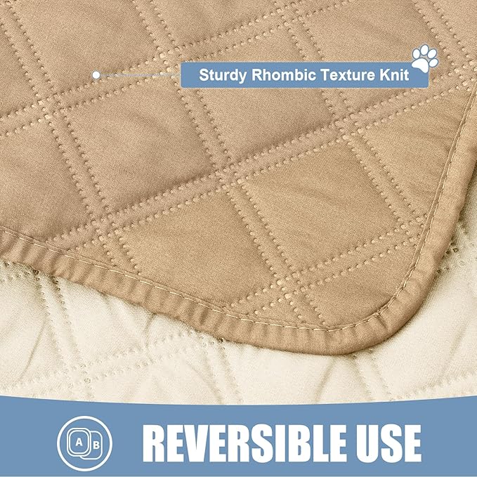 Smiry Waterproof Dog Bed Cover Pet Blanket, Soft Washable Dog Blanket for Furniture Bed Couch Sofa Reversible, Checkered (68"x82", Camel/Beige)