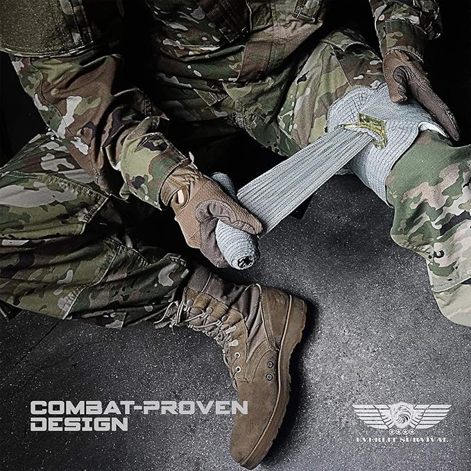 EVERLIT Advanced Trauma Kit, CAT GEN-7 Tourniquet, TCCC Compliant, Mil-Spec Nylon Laser Cut Pouch with 36" Splint, Military Combat Tactical IFAK for Emergency Bleeding Control
