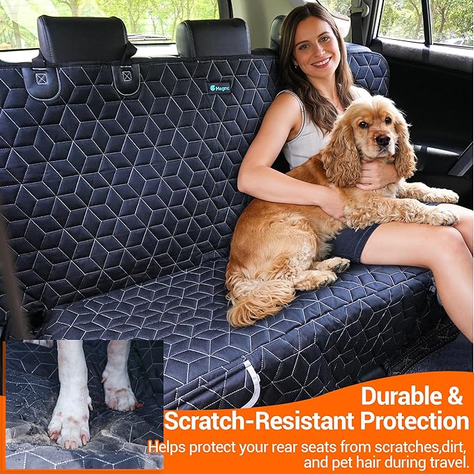 Meginc Bench Dog Car Seat Covers for SUV, Waterproof Dog Seat Cover for Back Sea, Dog Seat Cover Protector for Suvs,Cars,Trucks, Heavy Duty Non-Slip Split Bench, Pet & Kid Proof (52" W)