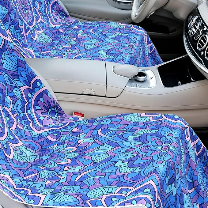 Hahafelt 2 Pack Car Seat Towel Covers with Storage Bag 63 x 32 Inch Athletic Running Towel Seat Sweat Washable Non Slip Cover Gift for Car Outdoor Sport Activities (Mandala)