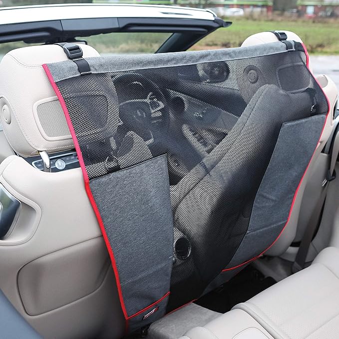 KONG Dog Car Barrier - Protective Mesh Net Car Seat Divider for Pets with Adjustable Straps
