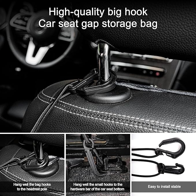 3 Layer Car Mesh Organizer Between Front Seats, Pet Dog Kid Net Barrier Car Net Pocket Elastic Storage Bag Tissue Purse Holder for SUV Truck Van, 15.7 x 13.7 Inch