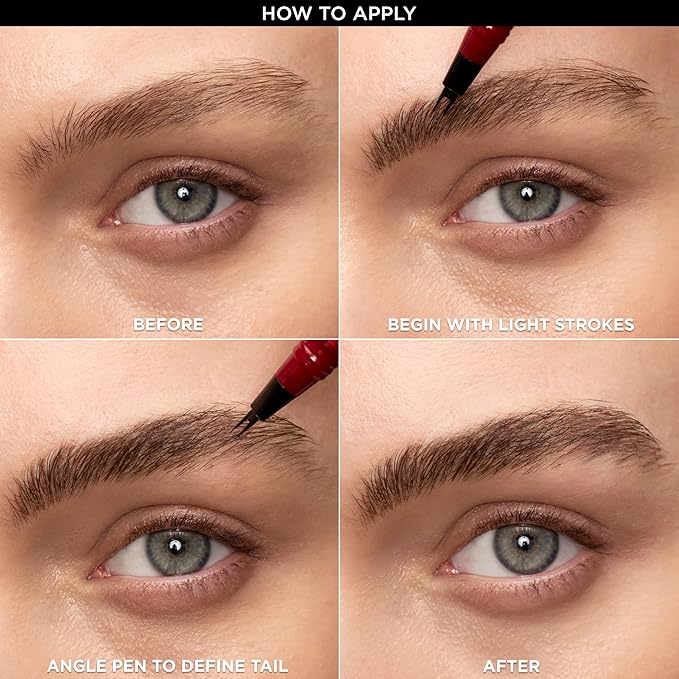 L'Oreal Paris Faux Brow, Hair-Like, Filling Eyebrow Pen with Double-Brush Tip, Fast & Precise Eyebrow Makeup, Light Brunette, 0.04 Fl Oz