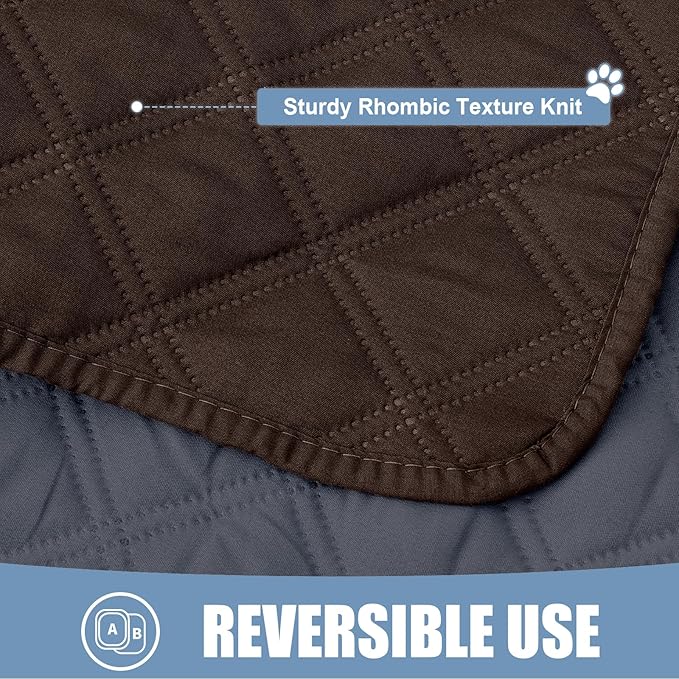 Smiry Waterproof Dog Bed Cover Pet Blanket, Soft Washable Dog Blanket for Furniture Bed Couch Sofa Reversible, Checkered (30"x90", Chocolate/Dark Grey)