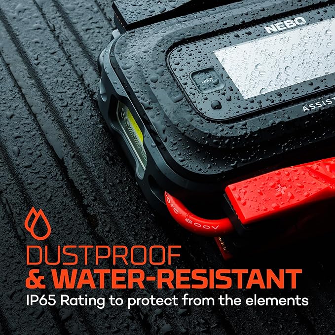 NEBO Assist 2500XP+ Jump Starter | 3-in-1 2500 Amps Jump Starter, Charger, Illuminated Floodlight, USB Compatible, Automotive, Emergency, Spark-Proof Safety