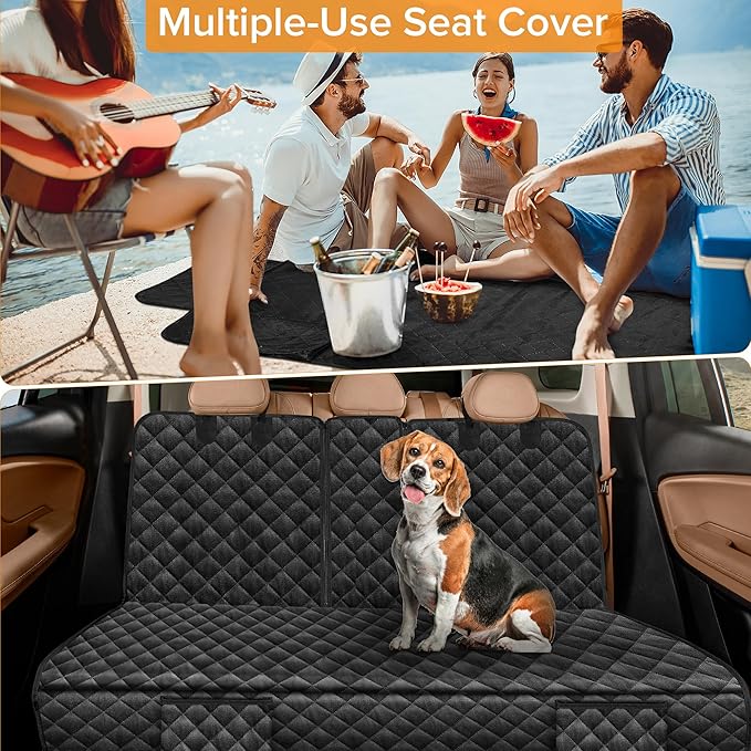 Dog Car Seat Cover for Back Seat Compatible with Dodge RAM 1500 2500/Ford F150 F-150 F250 2000-2025 2026 Accessories, Non-Slip Pet Bench Backseat Covers for Large Pickup Trucks
