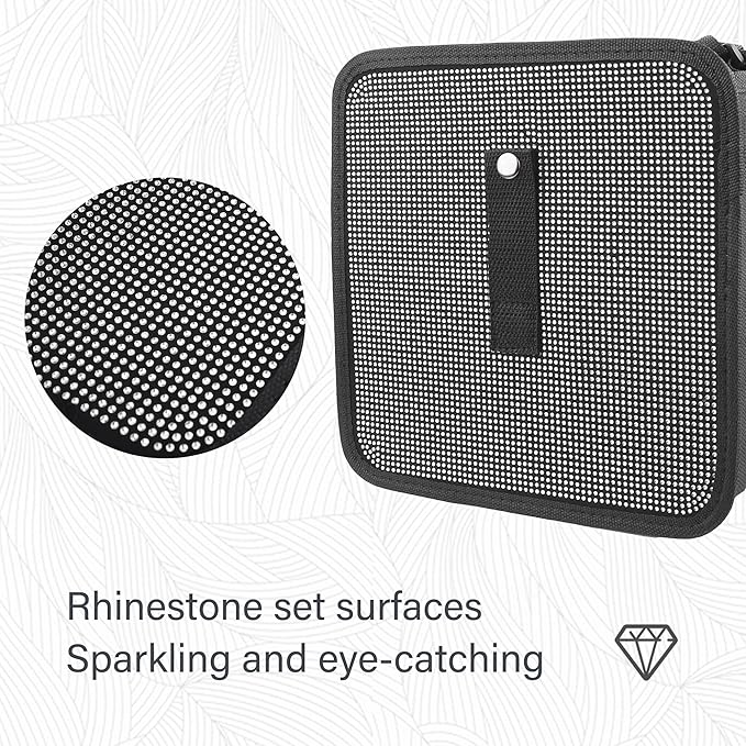 Foldable Car Trash Cans with Rhinestone,Bling Car Trash Bin for Car Seat Organizer & Car Decorations,Universal Bling Car Accessories Car Garbage Can for Most Cars,SUVs,Trucks (White)