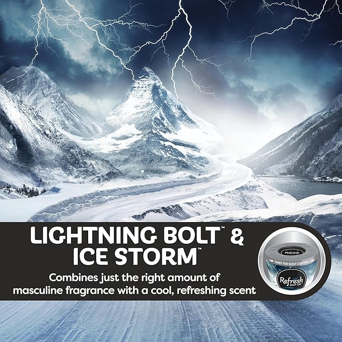 Refresh Your Car Gel Can Air Freshener, (Lightning Bolt/Ice Storm Scent, 5 oz)