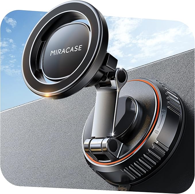 Miracase for MagSafe Car Mount [3600gf Strong Magnet & 89+LBS Suction Base] Vacuum Magnetic Phone Holders for Your Car, 360° Adjustable Dashboard & Windshield Mount for iPhone17-12 Pro Max Plus Air