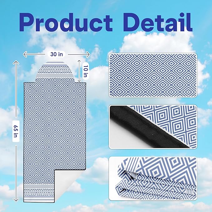 2 Pack Car Seat Towel Covers, Sweat Protector for Front Seats, Premium Thickened Microfiber with Boho Geometric, Breathable & Quick Dry, Slip-on Headrest Pocket for Gym, Beach, Running (Royal Blue)