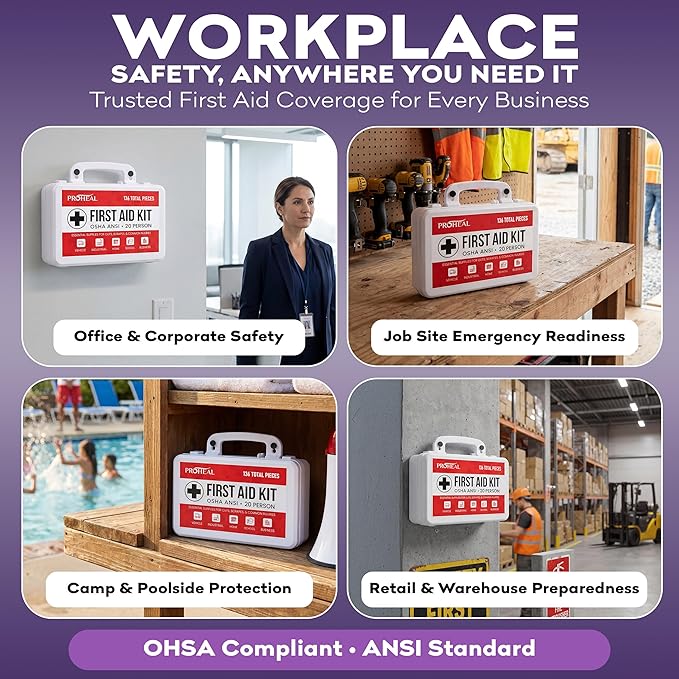 20 Person OSHA Compliant First Aid Kit for Businesses, Vehicles, Trucks, Construction Site - Type III, ANSI Class A Emergency Kit - 136 Piece Essential First Aid Supplies