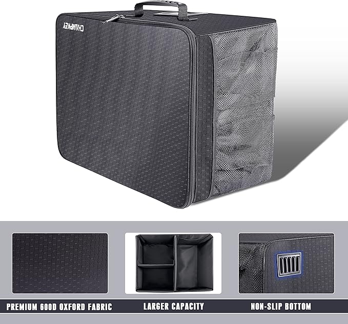 Champkey Golf Trunk Organizer Storage-Portable and Foldable Golf Travel Storage Locker Ideal for Travel Golf and Car Golf (Black)