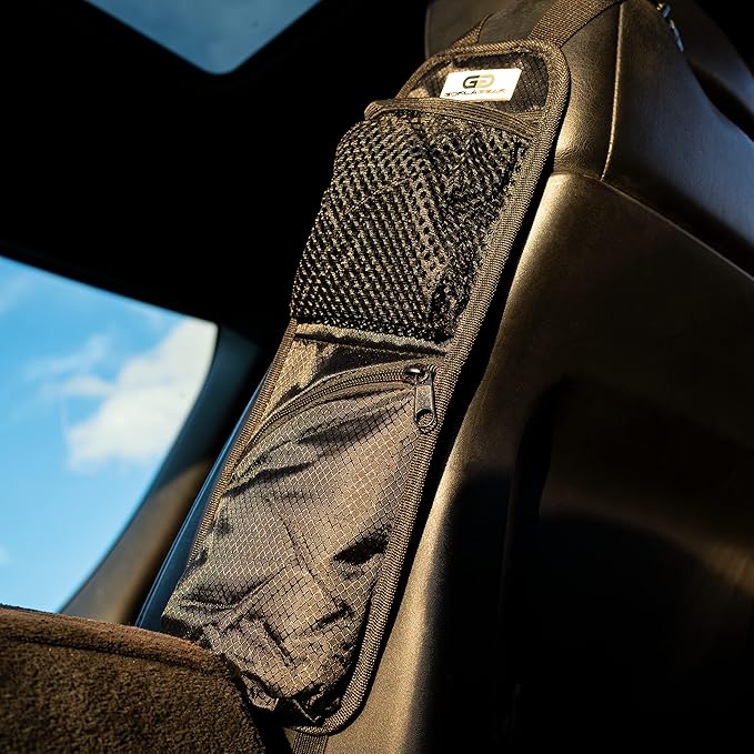 Gorla Gear Black Car Seat Side Organizer Hanging Organization Storage Bag Auto Accessories Multifunctional Mesh Net Pocket for Masks Sanitizer Drink Coin Change Pen Sunglass Phone Holder Truck SUV Van