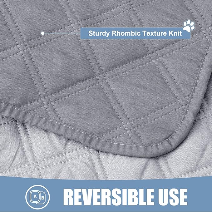 Smiry Waterproof Dog Bed Cover Pet Blanket, Soft Washable Dog Blanket for Furniture Bed Couch Sofa Reversible, Checkered (82"x82", Grey/Light Grey)