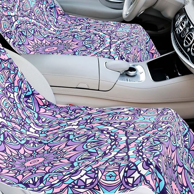 Hahafelt 2 Pack Car Seat Towel Covers with Storage Bag 63 x 32 Inch Athletic Running Towel Seat Sweat Washable Non Slip Cover Gift for Car Outdoor Sport Activities (Retro Kaleidoscope)
