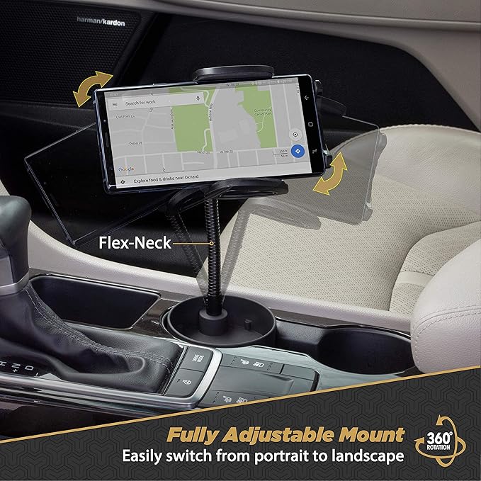 Scosche SUHCUPM-XCES0 Select Cup Holder Phone Mount Cradle for Car or Truck - Universal Hands-Free Gooseneck Mount for Car Cup Holder - Vehicle Cell Phone Cradle for iPhone or Android Smartphones