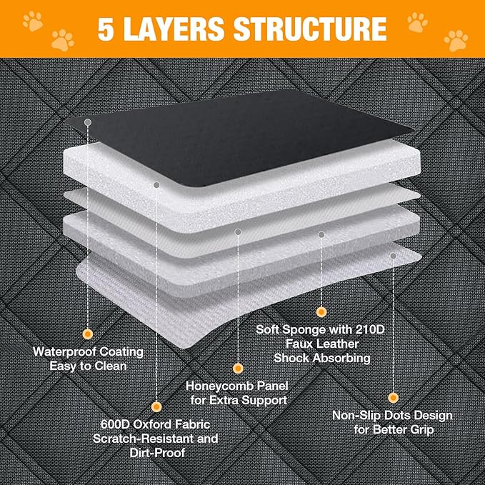 Dog Car Seat for Large Dogs, Back Seat Extender with Mesh Windows, Strong Support Dog Car Seat Cover for Cars, SUV and Road Trip (28 * 23 * 21.7inches)