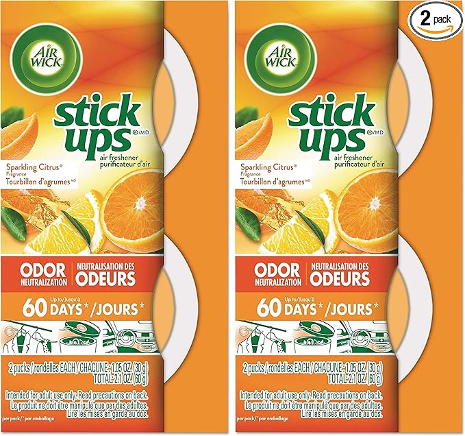 Air Wick Stick Ups Air Freshener, Sparkling Citrus | 2 Count | Pack of 2