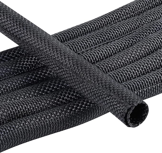 Automotive Wire Sheathing Split Wire Loom Braided Mesh Woven Cable Sleeve for Wires/Cable Cord Protector (1/4" - 55 Feet)