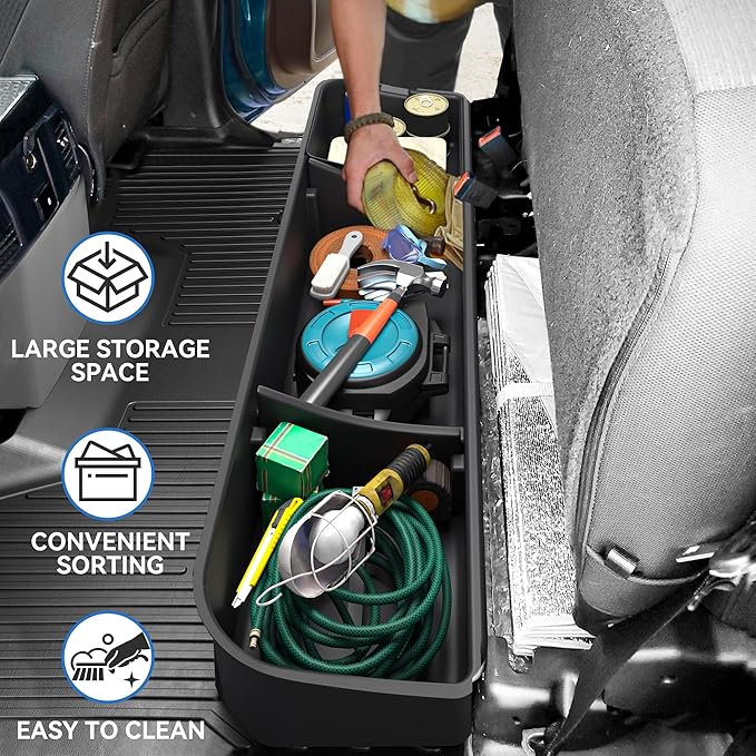 oEdRo Under Seat Storage Fit for 2015-2026 Ford F-150 F150 SuperCrew/Crew Cab, 2017-2026 F-250/F-350/F-450/F-550 Super Duty, Upgraded Rear 2-in-1 Truck Organizer Underseat Storage Box