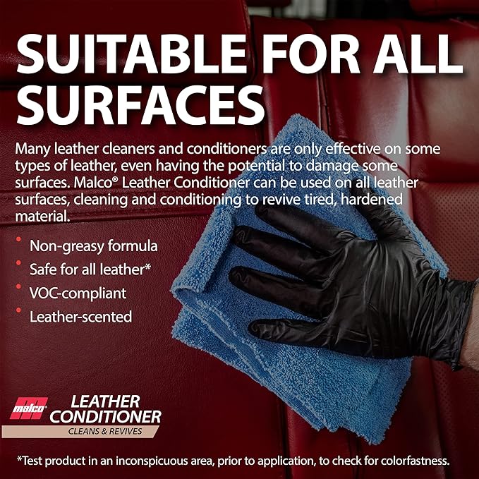 Malco Leather Conditioner for Cars - Cleans and Conditions Automotive Seats & Surfaces/Natural Moisturizers Soften, Restore and Protect Leather Interiors / 32 Oz (109932)