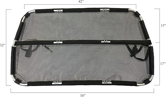 Bushwhacker Deluxe 50" Wide Dog Barrier for Cars, SUVs, Trucks, and CUVs – Pet Restraint Backseat Divider | Mesh Net Screen Shield Behind Front or Rear Seats Cargo Area – Ideal for Travel Safety