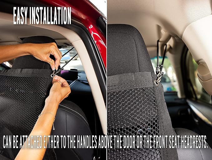Zento Deals Car Pet Safety Barrier Net – Backseat Mesh Dog Divider – Universal Adjustable for SUV/Car/Van – Washable Safety Net Fence – (45’’x24.5’’)