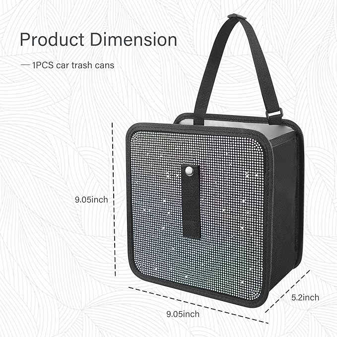 Foldable Trash Can with Rhinestone, Bling Car Bin Organizer & Decoration, Universal Garbage Can for Most Cars, SUVs, Trucks (Colorful)