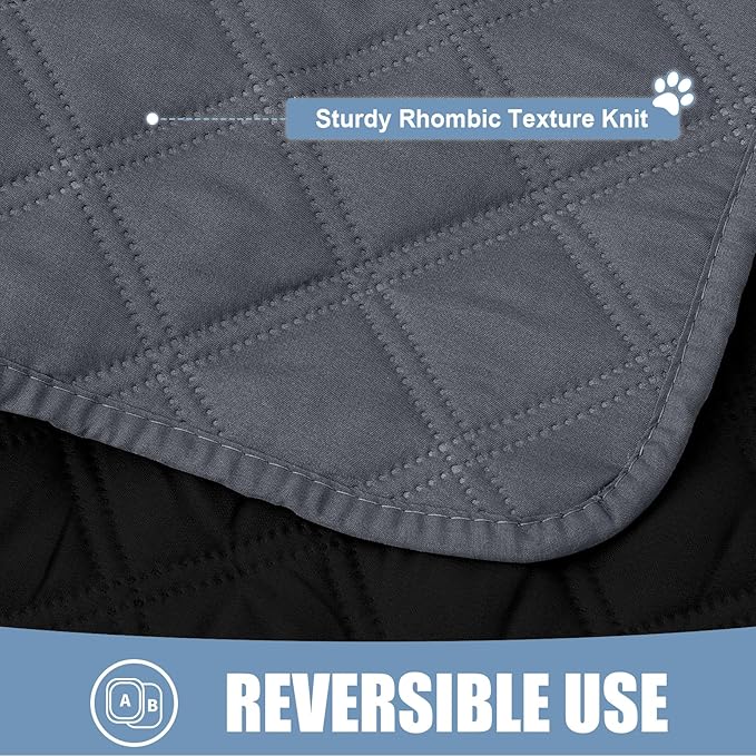 Smiry Waterproof Dog Bed Cover Pet Blanket, Soft Washable Dog Blanket for Furniture Bed Couch Sofa Reversible, Checkered (82"x102", Dark Grey/Black)