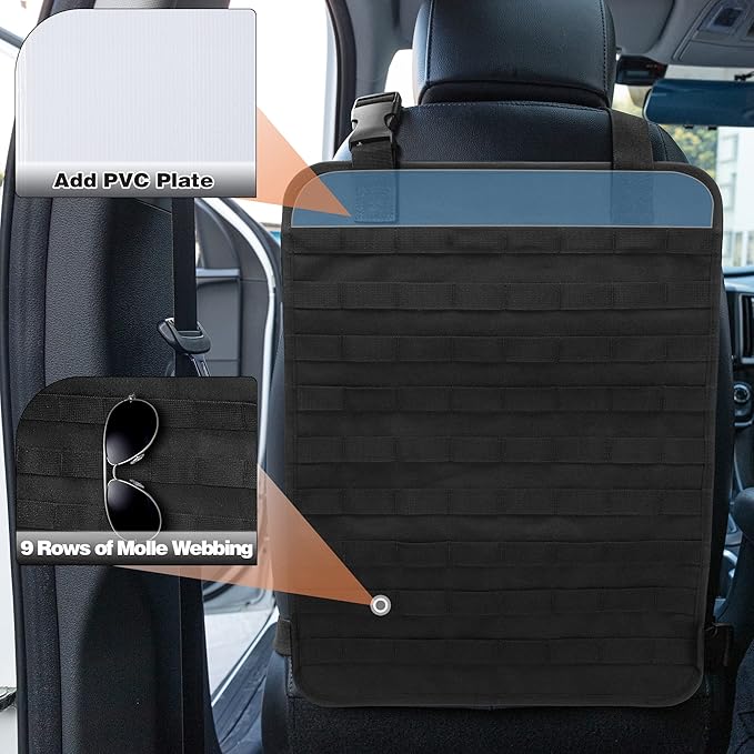 HODRANT 6 Pack Tactical Car Seat Back Organizer, Universal Vehicle Panel Storage Bag with 6 Detachable Molle Pouch Fits for Truck, Pickup, SUV, Bag Only