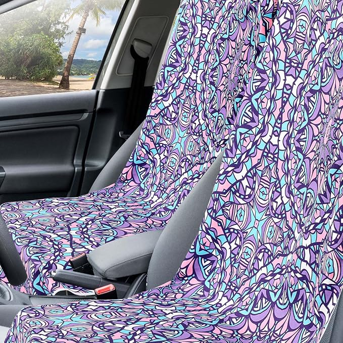 Hahafelt 2 Pack Car Seat Towel Covers with Storage Bag 63 x 32 Inch Athletic Running Towel Seat Sweat Washable Non Slip Cover Gift for Car Outdoor Sport Activities (Retro Kaleidoscope)
