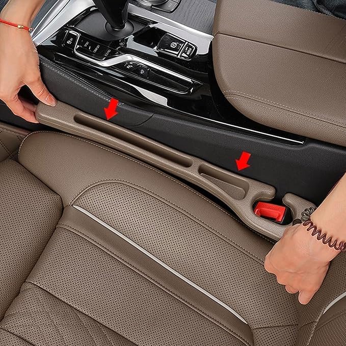 2 PCS Car Seat Gap Filler for BMW X1 X3 X5, Seat Gap Plug with Storage Slot Console Organizer to Stop Items Falling Between Seats Plug Play,C/Brown