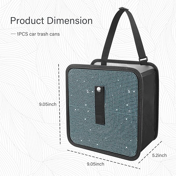 Foldable Trash Cans with Rhinestone, Bling Car Bin for Seat Organizer & Decorations, Universal Bling Accessories for Most Cars, SUVs, Trucks (Blue)