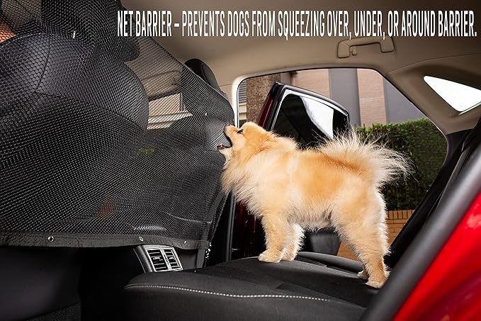 Zento Deals Car Pet Safety Barrier Net – Backseat Mesh Dog Divider – Universal Adjustable for SUV/Car/Van – Washable Safety Net Fence – (45’’x24.5’’)