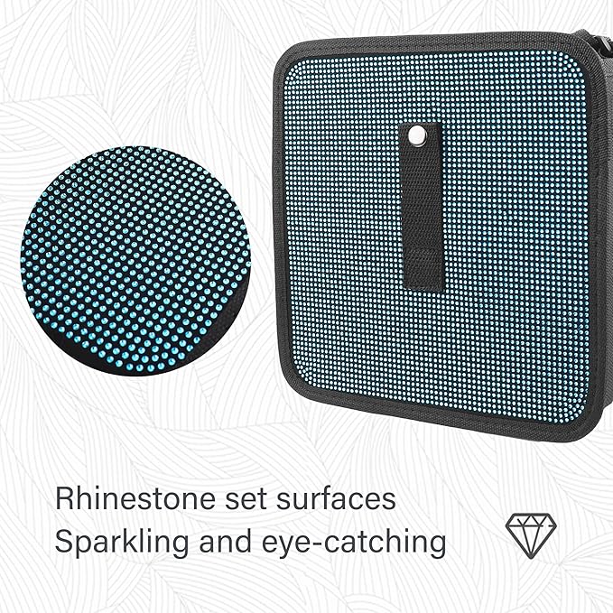 Foldable Trash Cans with Rhinestone, Bling Car Bin for Seat Organizer & Decorations, Universal Bling Accessories for Most Cars, SUVs, Trucks (Blue)