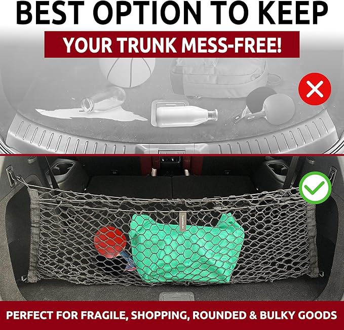 Envelope Style Automotive Elastic Trunk Mesh Cargo Net for Mazda CX-9 Sport Touring 2016-2023 - Premium Trunk Organizers and Storage - Luggage Net for SUV - Best Car Organizer for Mazda CX9 TC