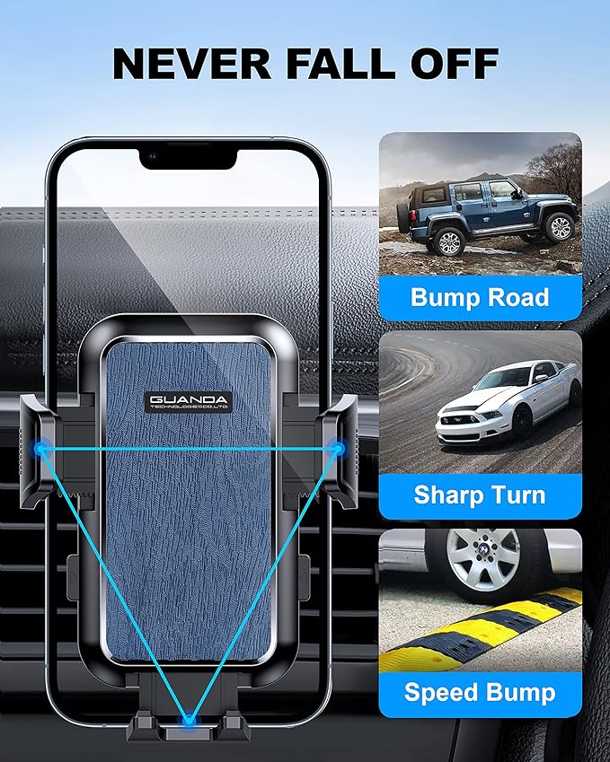 [2026 New] Car Vent Phone Mount, [Upgrade Hook Clip Never Shake] Adjustable 360 Rotation Vent Clip Car Phone Holder Mount, Big Phone & Thick Case Friendly Fit for All iPhone, Samsung & Cell Phone