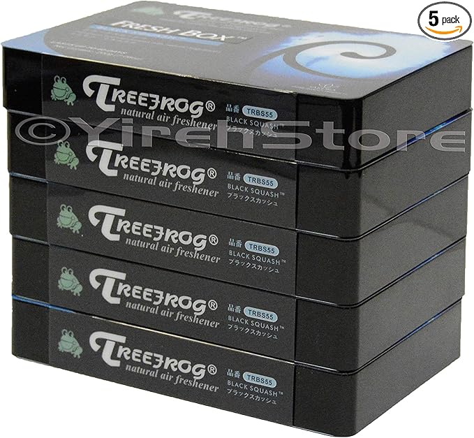 YirehStore Air Freshener TreeFrog Xtreme Fresh Black Squash Scent 5 Pack, Treefrog Last Long, Large Size Car Air Freshener