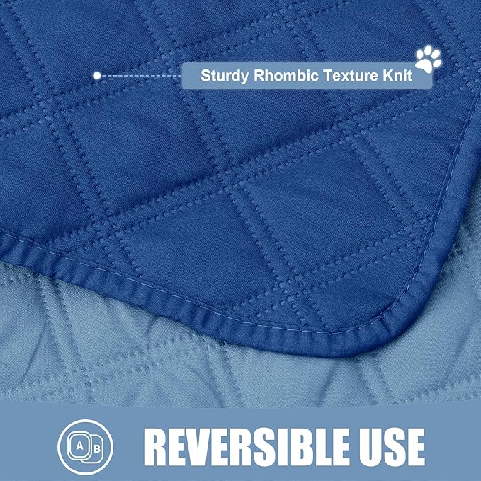 Smiry Waterproof Dog Bed Cover Pet Blanket, Soft Washable Dog Blanket for Furniture Bed Couch Sofa Reversible, Checkered (30"x80", Navy/Blue)