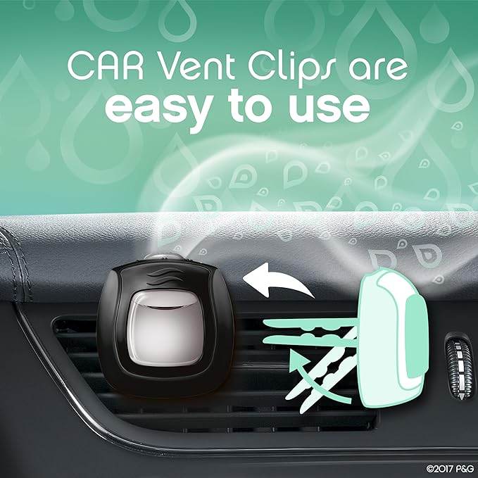 Febreze Vent Clip Car Air Freshener, Odor Eliminator, Unstopables Fresh Scent, 2 CLIPS