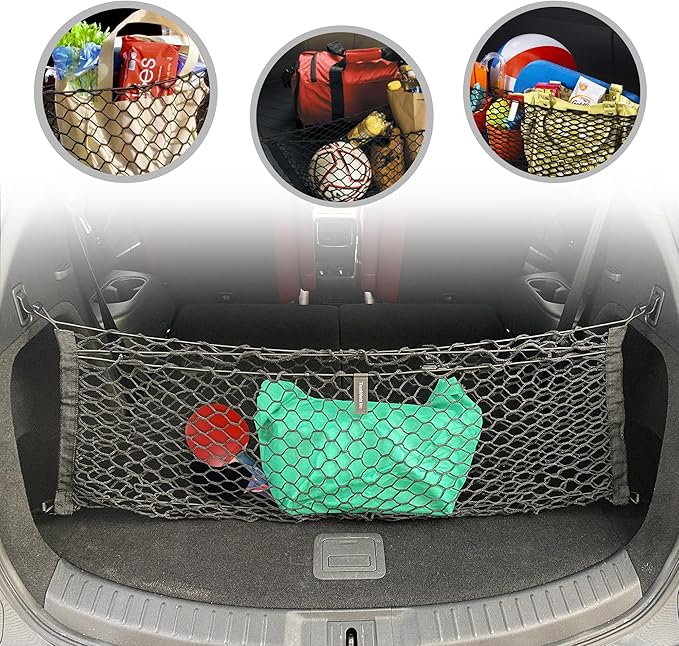 Envelope Style Automotive Elastic Trunk Mesh Cargo Net for Mazda CX-9 Sport Touring 2016-2023 - Premium Trunk Organizers and Storage - Luggage Net for SUV - Best Car Organizer for Mazda CX9 TC