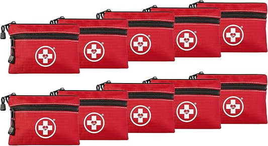 Swiss Safe 2-in-1 First Aid Kit for Car, Travel & Home, Businesses - Bonus Mini Kit for Medical Emergency Aid, Survival, Camping - 64 Piece, 10 Pack