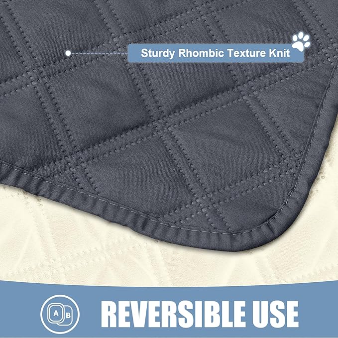 Smiry Waterproof Dog Bed Cover Pet Blanket, Soft Washable Dog Blanket for Furniture Bed Couch Sofa Reversible, Checkered (30"x53", Dark Grey/Beige)