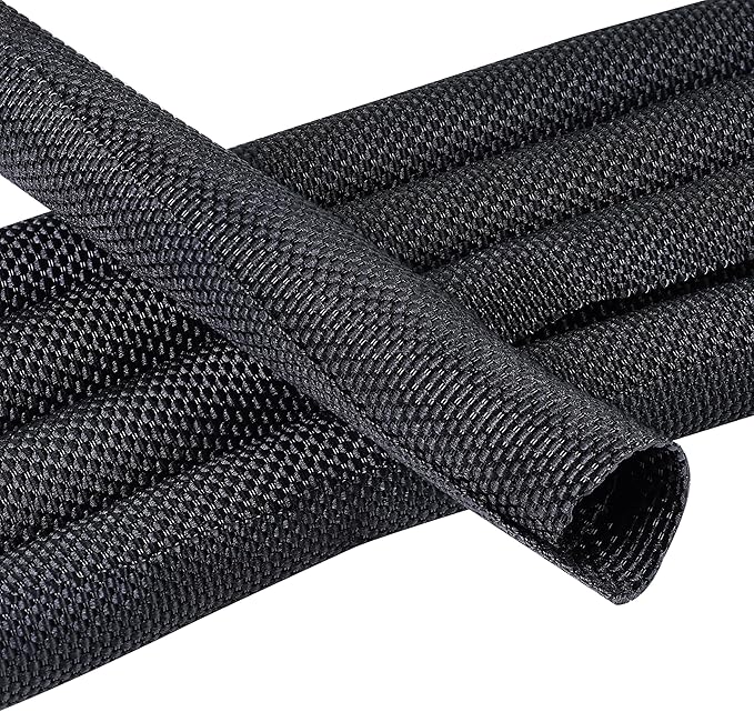 Automotive Wire Sheathing Split Wire Loom Braided Mesh Woven Cable Sleeve for Wires/Cable Cord Protector (3/8" - 48 Feet)