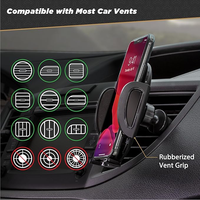 Scosche SUHV-XCES0 Select Vent Mount Phone Holder Cradle for Car or Truck - Universal Hands-Free Mount for Car Dashboard Air Vents - Vehicle Cell Phone Holder for iPhone or Android Smartphones