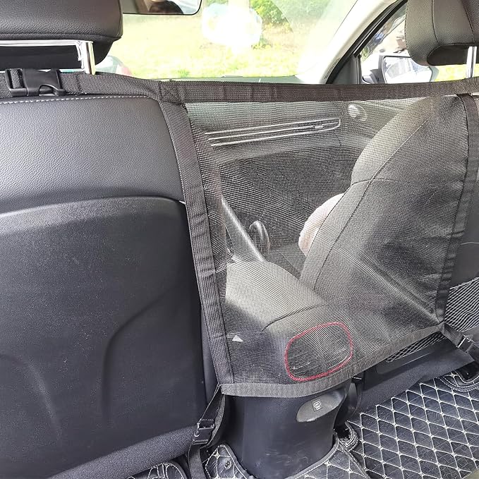 RUIANTE Dog Car Net Barrier Pet Travel Barrier Car Divider Mesh Drive Safely Adjustment Length for Children and Pets Dogs Sturdy Mesh Car Ceiling Cargo Net Universal Fit Cars SUVs Truck Pickup Black