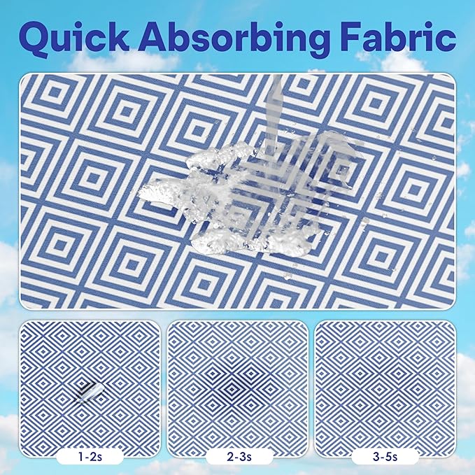 2 Pack Car Seat Towel Covers, Sweat Protector for Front Seats, Premium Thickened Microfiber with Boho Geometric, Breathable & Quick Dry, Slip-on Headrest Pocket for Gym, Beach, Running (Royal Blue)