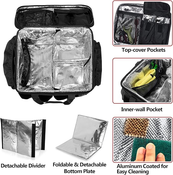 Large Grill Caddy with Lid, BBQ and Picnic Bag Organizer with Paper Towel Holder, Tailgating Accessories Basket for Barbecue Utensil & Camping Gear Must Haves, Black, Bag Only