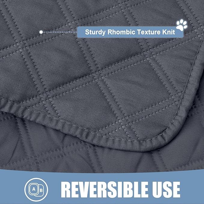 Smiry Waterproof Dog Bed Cover Pet Blanket, Soft Washable Dog Blanket for Furniture Bed Couch Sofa Reversible, Checkered (52"x82", Dark Grey/Dark Grey)