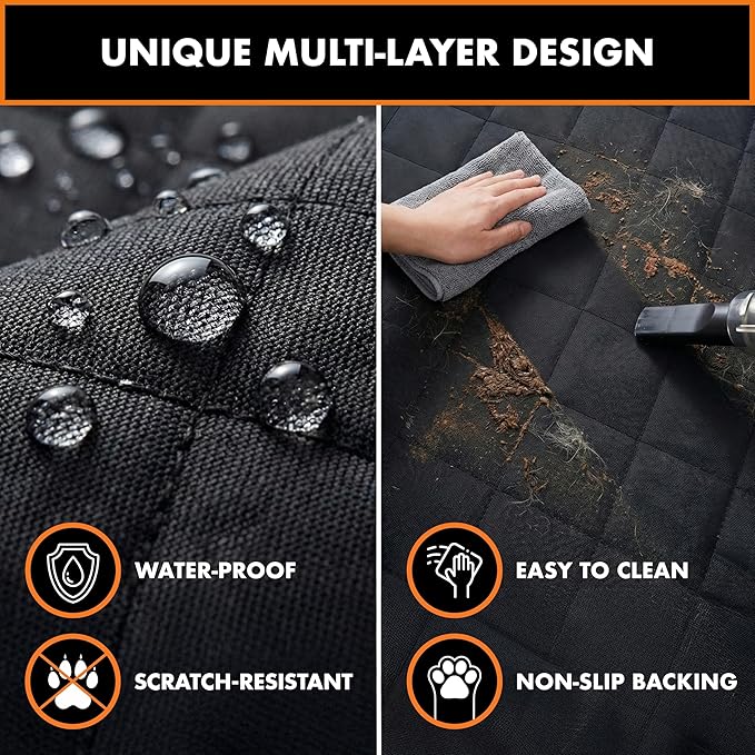 YoGi Prime Half Hammock Dog Seat Cover for Back Seat - Waterproof Half Backseat Dog Cover, Space Saving Split Seat Design, Universal Fit & Heavy Duty Pet Restraint